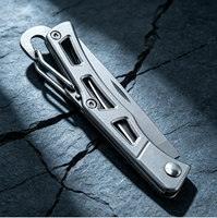 Couteau de poche pliant à manche creux en acier inoxydable 3Cr13, mini couteau utilitaire avec mousqueton pour le camping, la randonnée et les activités de plein air