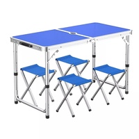Ensembles de Table de Camping en aluminium pliable, Table et chaise de pique-nique en plein air Portable 4 sièges Structure pliable moderne