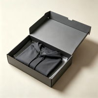 Boîte d'expédition en carton ondulé gris anthracite avec logo personnalisé, boîte d'expédition minimaliste pour vêtements, sweat-shirt, vêtements, emballage