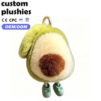 Vente en gros d'usine Porte-clés Kawaii Avocat Vert en fourrure, Breloque Fruit Doux et Moelleux pour Décoration de Sac