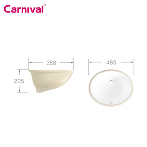 <span class=keywords><strong>Lavabo</strong></span> de Cerámica Ovalado Empotrado Bajo Encimera de Diseño Moderno para Baño de Hotel - Product Image 3