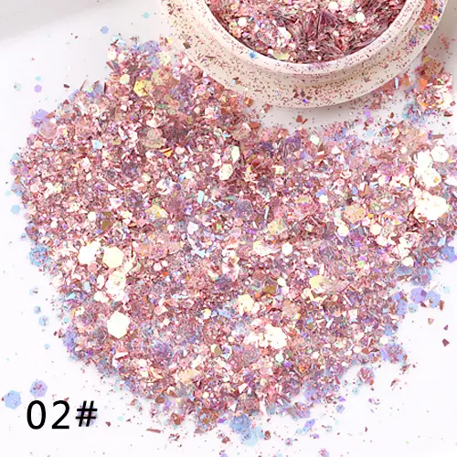 TSZS Factory Wholesale 8 Colors Goblin's Eye Nail Art Chunky Mixed Glitter for Nail Art Fashion Acrylic Powder Glitter Flakes