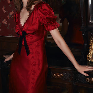 Vestidos de Verano de Lujo para Mujer, Estilo Elegante y Moderno, con Logotipo Personalizado, Falda de Satén Estilo Shrug, Manga Corta, Midi - Product Image 5