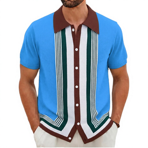 เสื้อโปโลถักสำหรับผู้ชายขายส่งสำหรับฤดูร้อน |   เสื้อธุรกิจลำลองแขนสั้นลายทางป้องกันริ้วรอย - Product Image 3