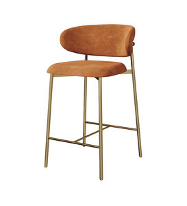 Tabouret <span class=keywords><strong>de</strong></span> <span class=keywords><strong>bar</strong></span> moderne et confortable en velours avec pieds en métal, dossier incurvé et robuste pour îlot <span class=keywords><strong>de</strong></span> cuisine ou comptoir - Product Image 4