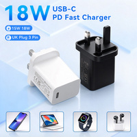 Pengisi Daya USB-A 15W 18W Colokan UK 3 Pin Pengisi Daya Cepat untuk Ponsel, Pad, Jam Tangan, Switch