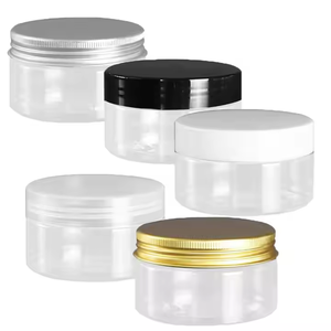 Conteneur de stockage transparent vide de 100 ml, 200 ml, 8 oz, 16 oz, 500 ml, pot à épices en PET, bocaux en plastique avec couvercle en aluminium noir, blanc, grain de bois - Product Image 4