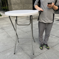 Table de bar pliante ronde en plastique blanc de haute qualité, portable, pour l'extérieur, pour les fêtes, bon marché, 32 pouces