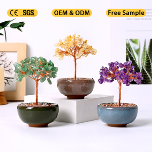 Whosale Price Natural Crystal Healing Stone Crystal Bowl Money <b>Tree</b> Crystal Decoration - Product Image 3