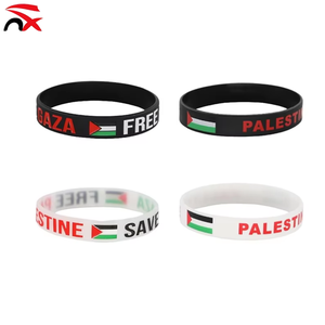 Bracelet promotionnel écologique taille <span class=keywords><strong>adulte</strong></span> unisexe en silicone avec drapeau palestinien pour <span class=keywords><strong>cadeau</strong></span> - Product Image 2