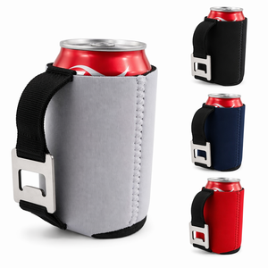 Custom Sublimation Neoprene Beer Can Sleeve Bottle Cooler Insulated Drink Koozee 3mm 5mm with Opener Handle OEM Wholesale Bulk - Product Image 1