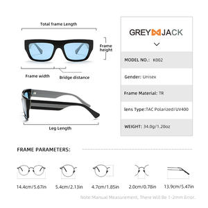 Nouvelles lunettes de soleil tendance pour hommes, monture noire TR90, verres TAC, protection UV400, classe 2, pare-soleil K002 - Product Image 5