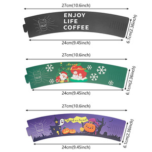Manchons de tasses à café en papier isolants thermiques pour Noël et Halloween, imprimés de dessins animés, paquet de 50 feuilles - Product Image 2