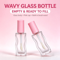 Tube à lèvres vide rechargeable de haute qualité en gros, mini tube en verre rose fraise, tube à gloss personnalisé avec étiquette privée, tube à lèvres twist-up
