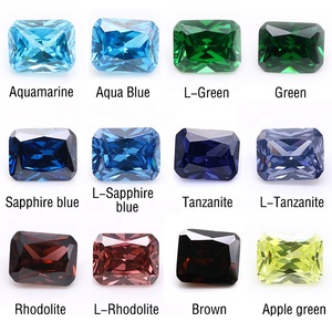 Piedras preciosas de circonita cúbica sueltas de buena calidad, forma de Octágono rectangular de 4*6mm a 10*12mm, <span class=keywords><strong>Zirconia</strong></span> cúbica sintética de Color verde manzana especial - Product Image 4