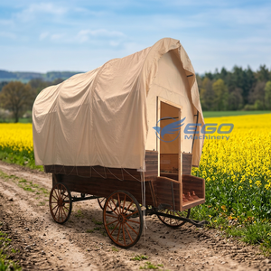 Tente de luxe mobile d'extérieur, type calèche, abri pour calèche, tente de camion en bois couvert, tente calèche de luxe - Product Image 1