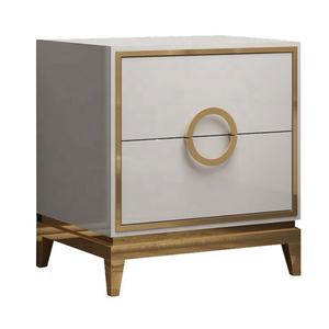 热卖手绘金不锈钢床头柜豪华双抽屉卧室床头柜 - Product Image 2