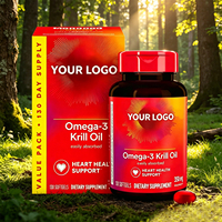 Capsules de Krill en Gélules Souples Personnalisées OEM 350mg Oméga-3 DHA Astaxanthine Sans Gluten Sans OGM Matière Première Antarctique Complément Alimentaire Adulte