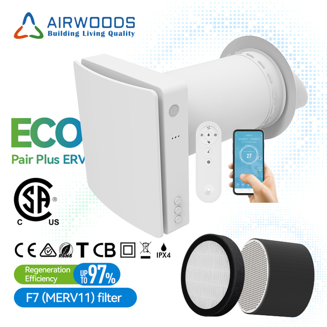 Residential Wifi Best Energy Recovery Ventilator Air Quality Sensor Co2 Control Humidity Control Recuperator