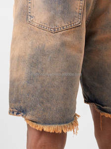 กางเกงยีนส์ขาสั้นทรงหลวมสไตล์ฮิปฮอปยุค 90 สำหรับผู้ชาย กางเกงยีนส์ขาบานทรงโอเวอร์ไซส์ สตรีทแวร์ กางเกงยีนส์ขาสั้นผู้ชายขายส่ง - Product Image 3