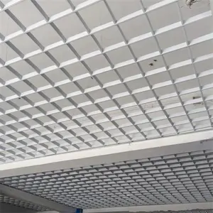 Aluminum Iron Slat Grid Ceiling Panel Modern Pop Ceiling Design For Hall Office Shop Salon Coffee Bar Open Cell Grille Ceiling