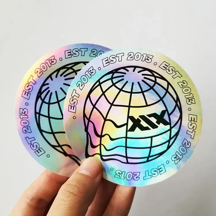 UV-beständiger und wasserdichter Regenbogen Silber Laser 3D Holo graphic Sticker Label Anpassung Logo Die Cut Flash Holo graphic Stick