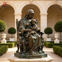 Statue de la Vierge Marie en bronze, taille réelle, assise, Madaïna aux mains sur les genoux, or clair, décoration pour église et jardin