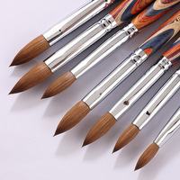 Pinceaux professionnels pour nail art en poils de Kolinsky, manche en bois, virole sertie, pour poudre acrylique, différentes tailles américaines # 8-20