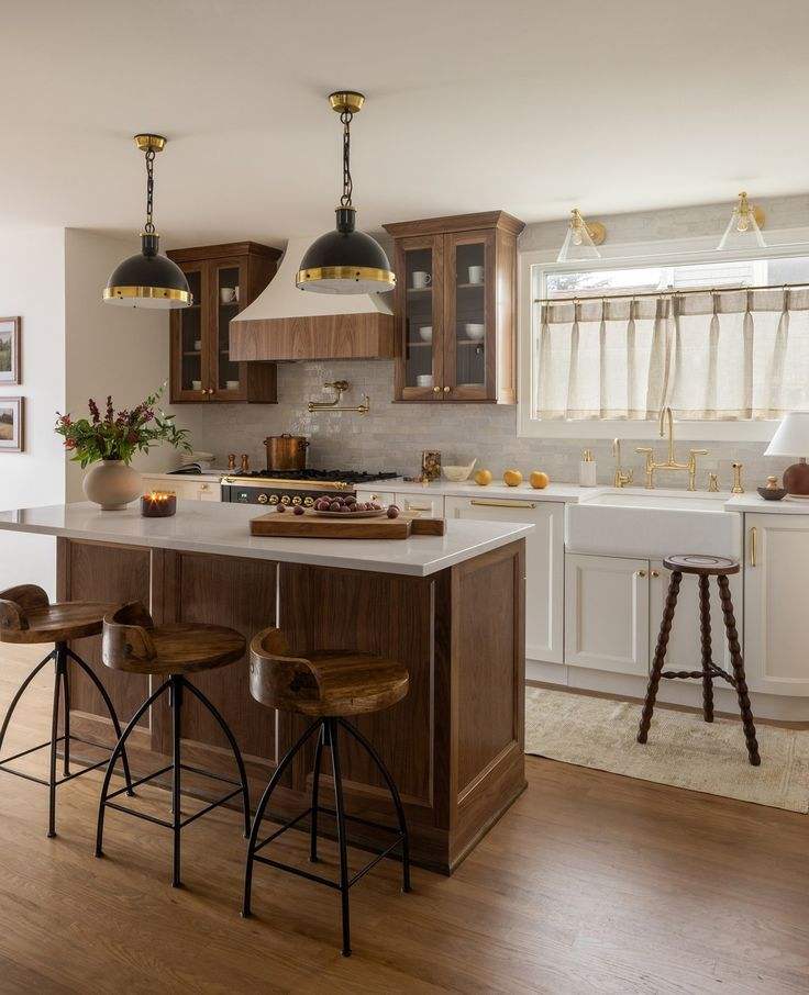 DBM Kitchen with Island Design Walnut Solid Wood Kitchen Cabinet With ...