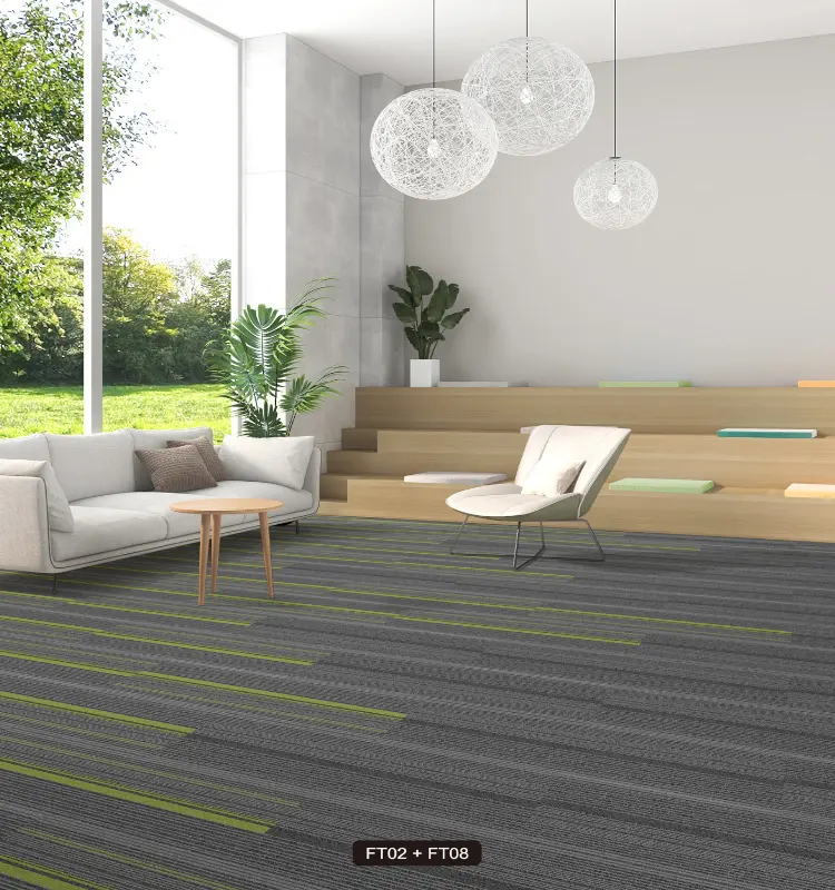 Tapetes de qualidade para decoração de escritórios comerciais, carpetes de piso 25x100cm 50x50cm tapetes PP