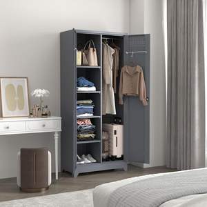 Gabinete de almacenamiento de acero moderno de 2 puertas para el hogar, escalera de Metal extensible, fregona, escoba, gabinetes de limpieza, sala de estar patas para, gimnasio - Product Image 4