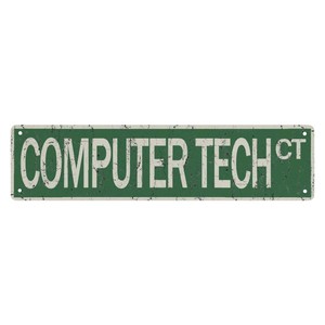 Tùy chỉnh máy tính công nghệ CT kim loại tin dấu hiệu <span class=keywords><strong>Geek</strong></span> sửa chữa vui cổ điển mỏng đường phố tin dấu hiệu 16x4 inch tường nghệ thuật trang trí sắt Áp phích - Product Image 1