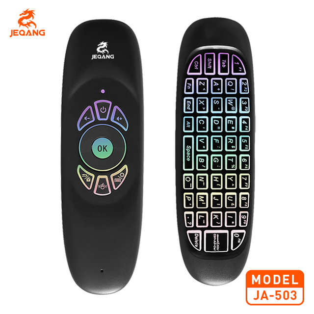 JEQANG JA-503 RGB Backlit Wireless Air Mouse Mini Keyboard Remote Control for Smart TV, Android TV Box
