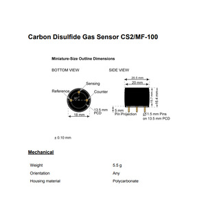 Capteur de gaz disulfure de carbone Membrapor Cs2/Mf-100 0-100 ppm électrochimique pour détecteurs portables - Product Image 3
