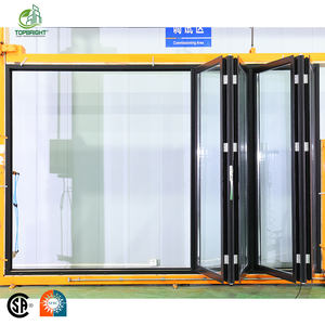 أبواب زجاجية منزلقة قابلة للطي من توببرايت، حديثة ومقاومة للأعاصير، للفناء الخارجي، بإطار من الألومنيوم، مقاومة للماء وعازلة للصوت - Product Image 1
