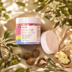 Beurre corporel fouetté au karité, marque privée OEM, crème hydratante végane et biologique pour le corps avec huile <span class=keywords><strong>d</strong></span>'olive et <span class=keywords><strong>fleur</strong></span> <span class=keywords><strong>d</strong></span>'<span class=keywords><strong>oranger</strong></span> pour peaux sèches - Product Image 1