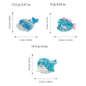 Presilha de Cabelo Série Oceano Azul com Design de Peixe em Acetato para Mulheres - Product Image 4