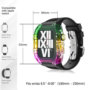 Correa de Goma CHARM para Reloj, Diseño Degradado Arcoíris, Correa y Caja de una Sola Pieza de 44/45 mm, Éxito de Ventas Transfronterizo, Venta Directa de Fábrica - Product Image 6