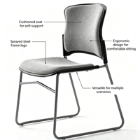 Chaise de conférence exécutive ergonomique moderne en tissu, siège de réunion avec dossier solide et base métallique empilable pour les salles de réunion des écoles et des bureaux