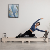 Desain baru OEM pegas putih kayu Oak bangku lipat Pilates latihan Yoga detail tempat tidur lipat mesin kayu untuk dijual