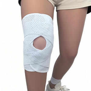 Genouillère avec deux stabilisateurs latéraux, genouillère avec rotule ouverte et sangles de fixation réglables en forme de V, genouillères médicales - Product Image 3