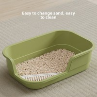 Bac à litière pour chat extra large en polypropylène, style ouvert, anti-éclaboussures, anti-fuites, facile à nettoyer, fournitures pour animaux de compagnie, toilette pour chat d'intérieur