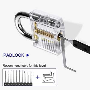 लॉक्स्मिथ आपूर्ति के लिए आसान-से-संचालित अभ्यास लॉक के साथ पारदर्शी लॉक पिक सेट - Product Image 3