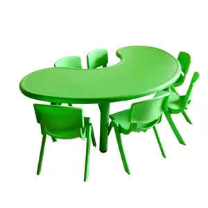 Kindergarten Tables And Chairs Plastic Preschool Table And Chairs Set Moon Shape Kids' Tables