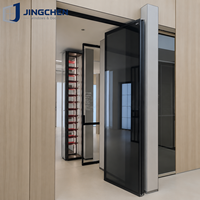 Puerta Corredera de Vidrio Moderna de Aleación de Aluminio, Diseño Plegable de Acero Inoxidable, Perfil Estrecho para Hotel, Oficina, Comercial