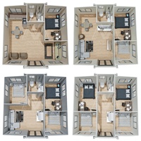 Caravanes Tiny de Luxe Préfabriquées Pliables Parcs 2 Chambres à Coucher 20 pieds Maison Conteneur Extensible Mobile Transportable Utilisation Répétée