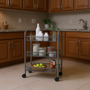 Carrito de cocina de hierro gris de 3 niveles, 18.1x10.2x25.2 pulgadas, carrito de almacenamiento independiente para cocina - Product Image 2