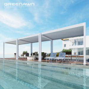 LED aydınlatma ile Bioclimatic pergola arka bahçesinde geri çekilebilir açık hava mobilya seti alüminyum - Product Image 3