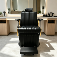 Fauteuil de Barbier Hydraulique Inclinable Luxe Or et Noir, Design Mid-Century, Rotation à 360 Degrés, pour Salon et Extérieur (Vente en Gros)