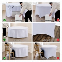 Nappe ronde tissée de luxe imprimée sur mesure avec jupe plissée, lavable, pour fêtes de Noël, mariages, banquets, vente en gros